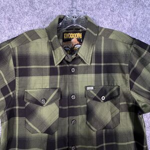 Dixxon Crazy Horse Flannel Shirt Mens Small Green Plaid Long Sleeve Button Down